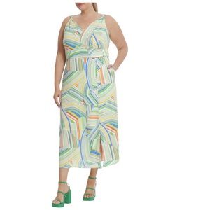 Maggy London V-Necked Stripped Maxi Dress
